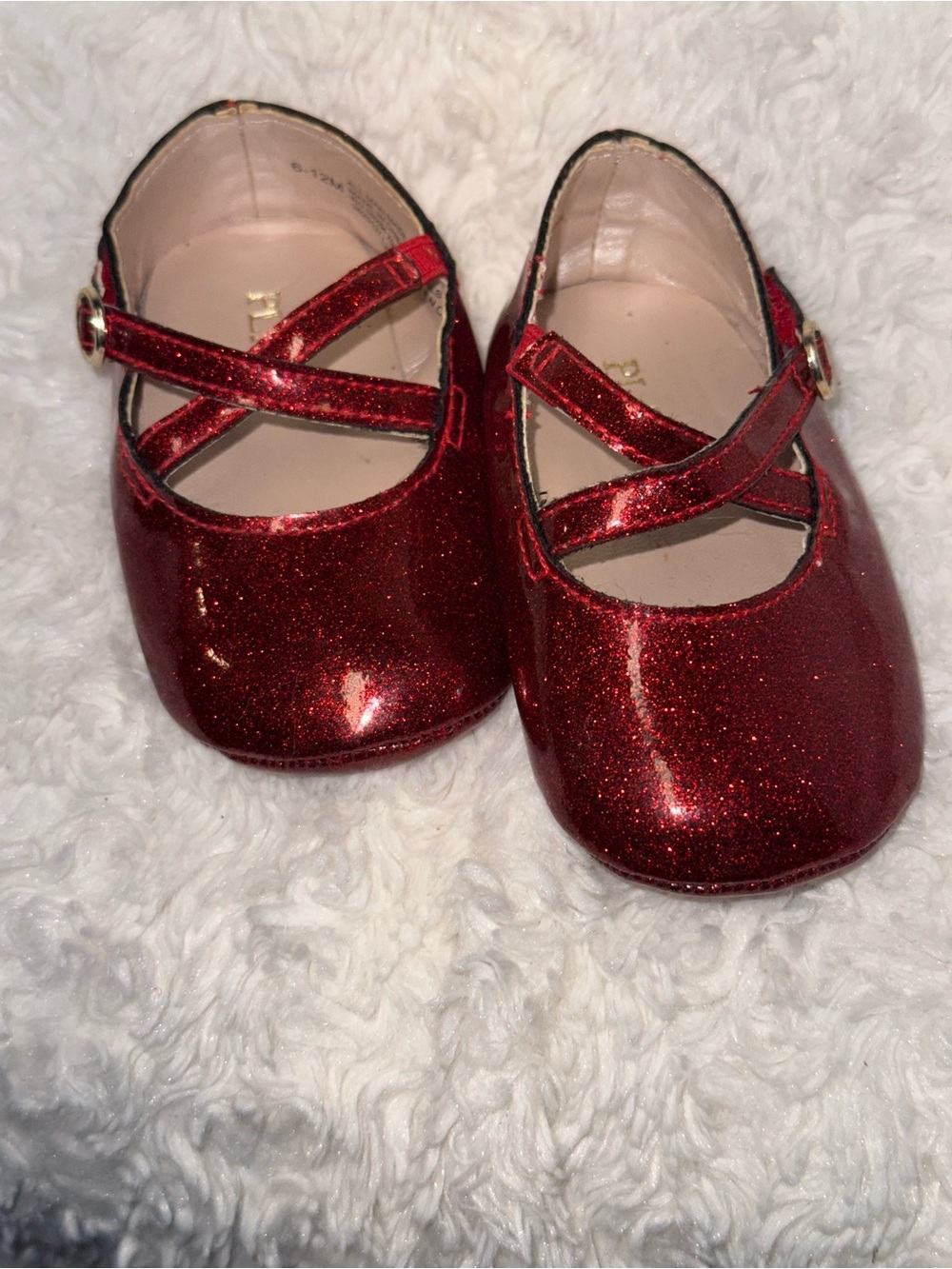 Baby Red Glitter Mary Jane Dress Shoes | Size 6-12 Months